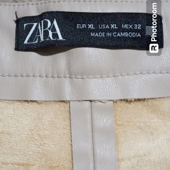 Zàra High Rise Tan Zip Ankle Faux Leather Skinny Pants Size XL - Picture 5 of 8